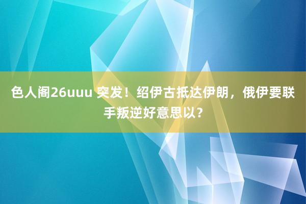 色人阁26uuu 突发！绍伊古抵达伊朗，俄伊要联手叛逆好意思以？