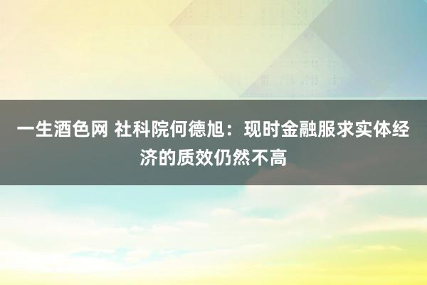 一生酒色网 社科院何德旭：现时金融服求实体经济的质效仍然不高