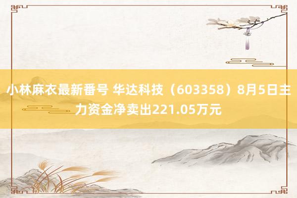 小林麻衣最新番号 华达科技（603358）8月5日主力资金净卖出221.05万元