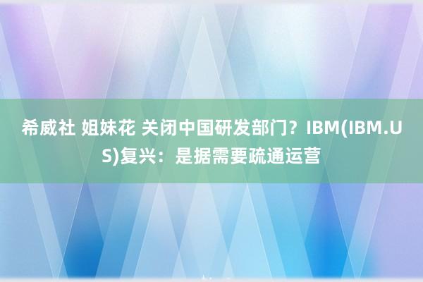 希威社 姐妹花 关闭中国研发部门？IBM(IBM.US)复兴：是据需要疏通运营