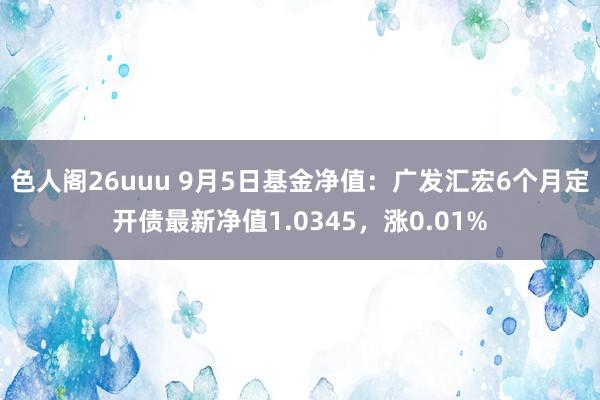 色人阁26uuu 9月5日基金净值：广发汇宏6个月定开债最新净值1.0345，涨0.01%